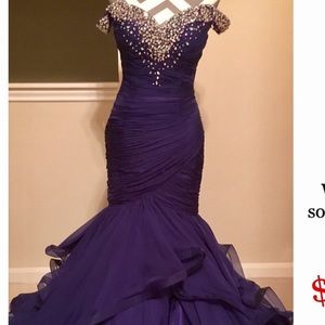 Mac Duggal couture royal blue dress